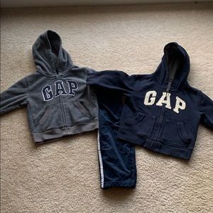 Preppy baby! 2 full-zip GAP hoodies and nylon pant